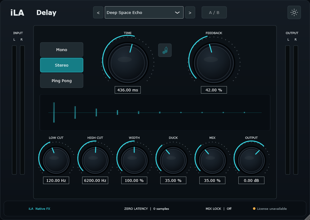 Actual iLA Delay plugin interface