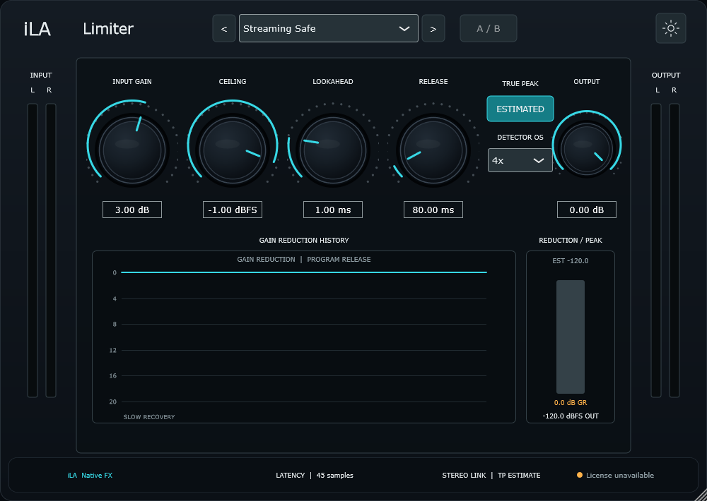 Actual iLA Limiter plugin interface
