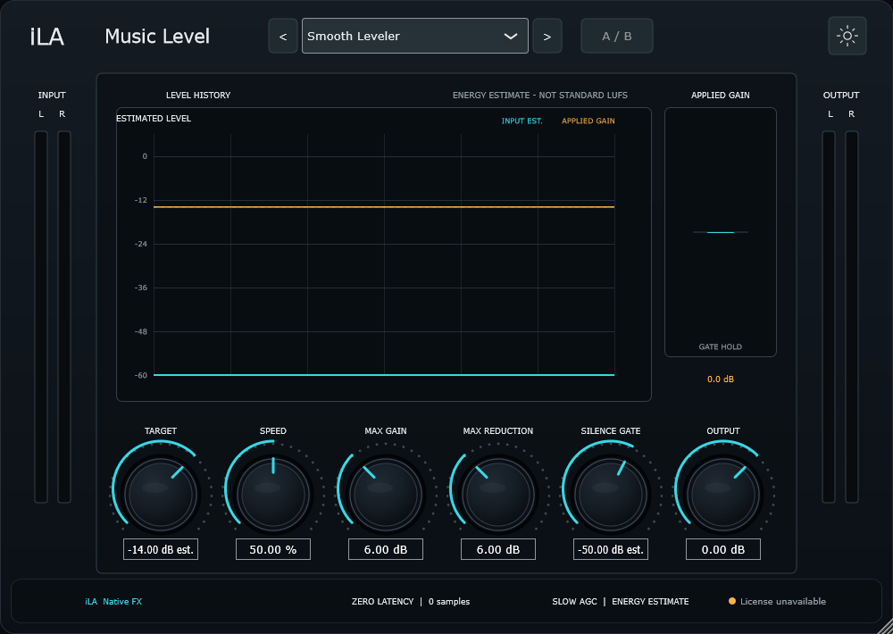Actual iLA Music Level plugin interface