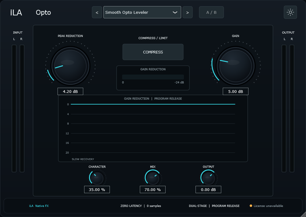 Actual iLA Opto plugin interface