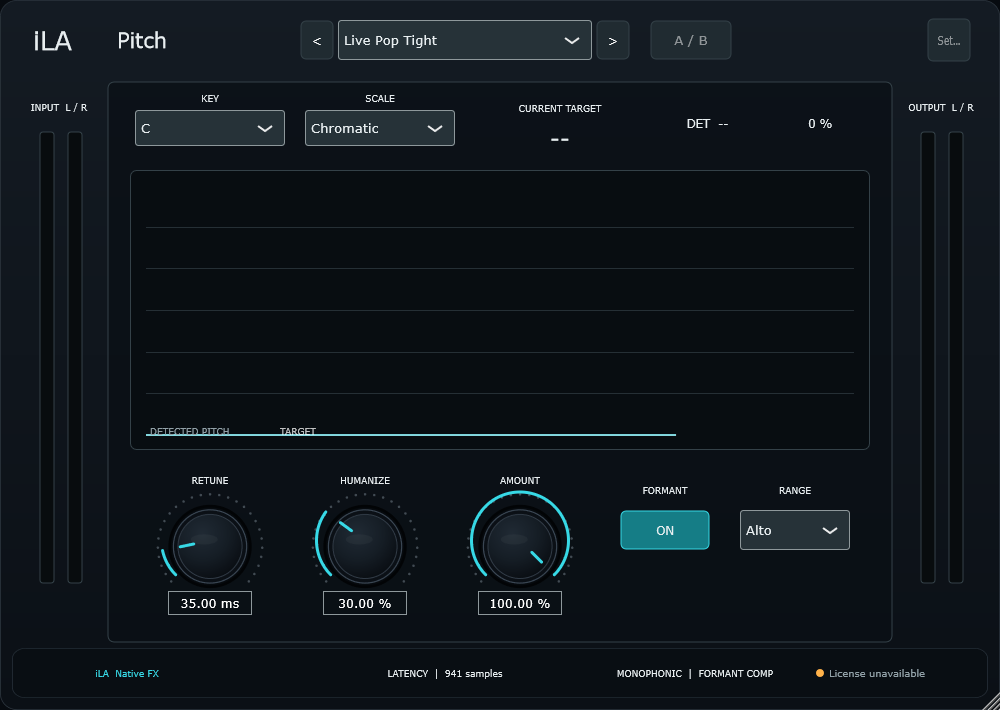 Actual iLA Pitch plugin interface