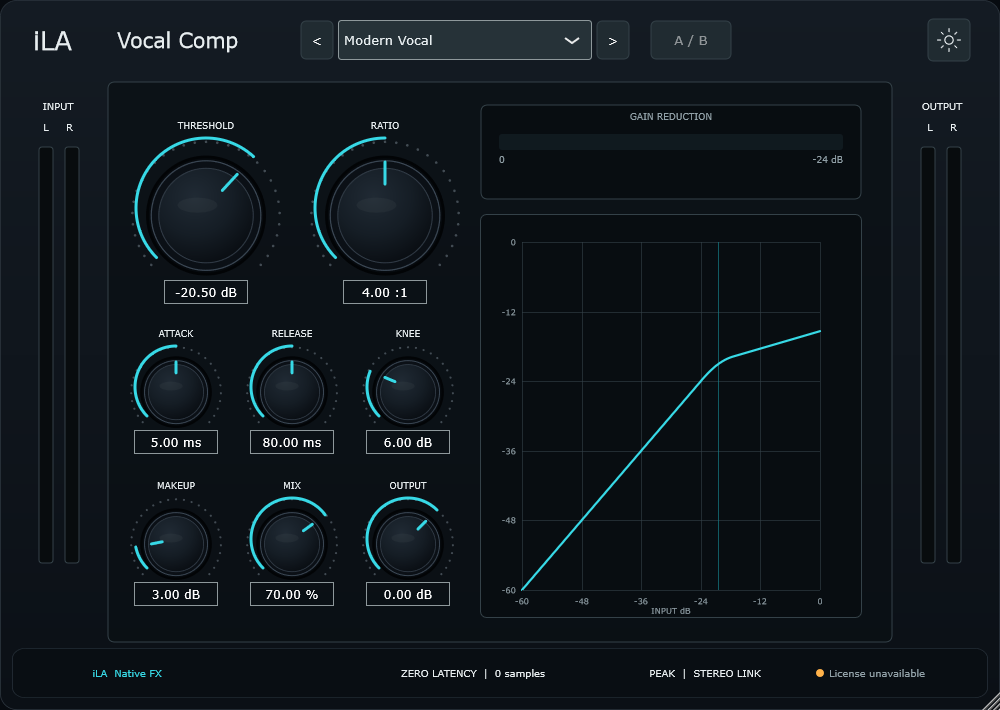 Actual iLA Vocal Comp plugin interface